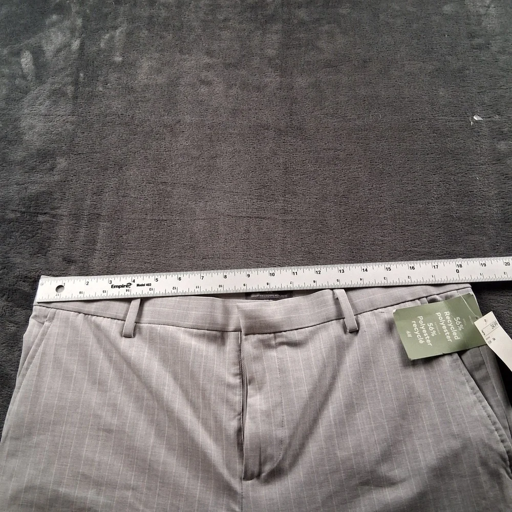 NWT H&M Skinny Fit Dress Pants Mens 36 Grey Pinstripe Cuffed Trousers
